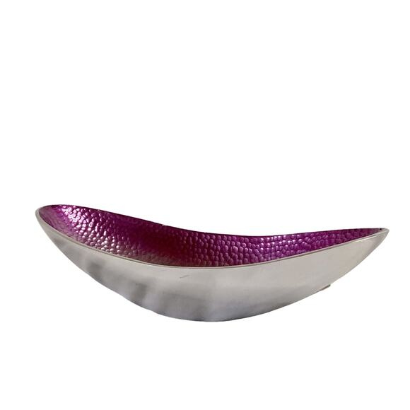 Iridescent Hues Of Purple Hammered Console Bowl - Picture 1 of 7